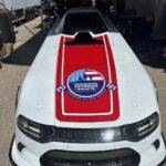 Image of the Trackside Veteran Salute Drag Car from the front